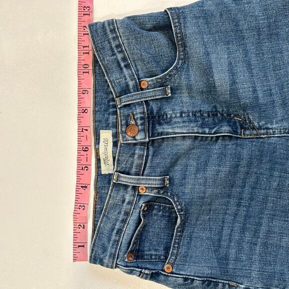 Madewell Slim Wide-Leg Crop Jeans 24P Petite Medium Wash Raw Hem High Rise Denim - Picture 6 of 9